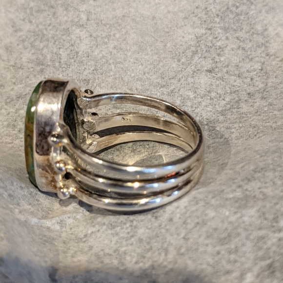 Green & Blue Opaline, 925 Ring, size 6.5 - Picture 6 of 11